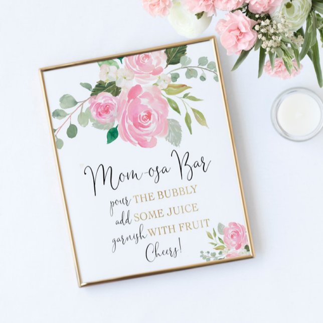 Momosa bar baby shower blush pink gold poster (Creator Uploaded)