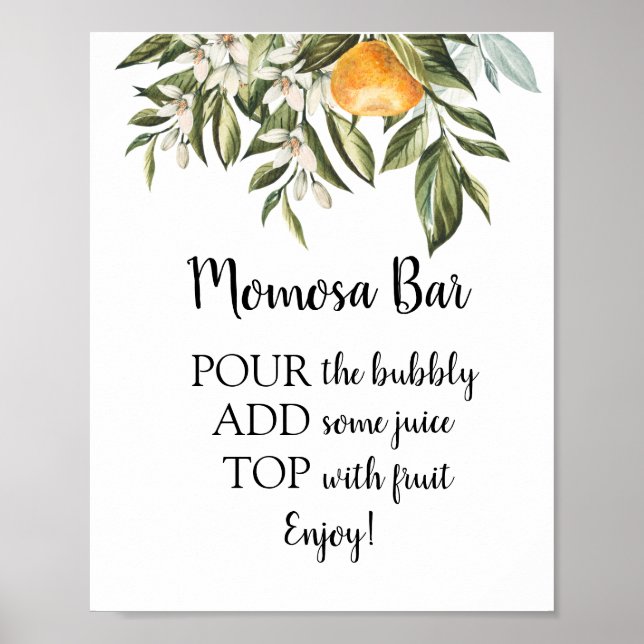Momosa Bar Baby Shower Drink Sign (Front)