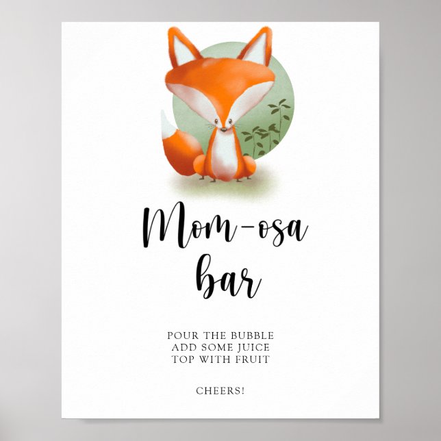 Momosa bar banner fox baby shower poster (Front)