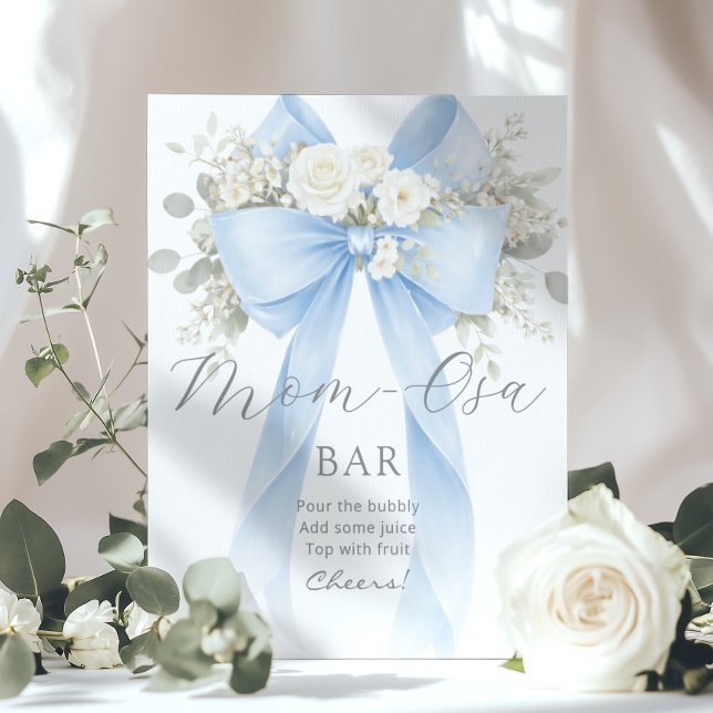 Momosa Bar Blue Bow Floral Bubbly Bar Poster (Creator Uploaded)