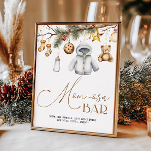 Momosa Bar Boho Christmas Holiday Baby Shower Poster