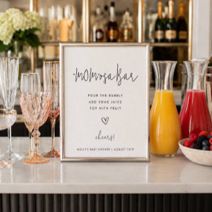 MOMosa Bar, Minimalist Baby Shower Drink Sign