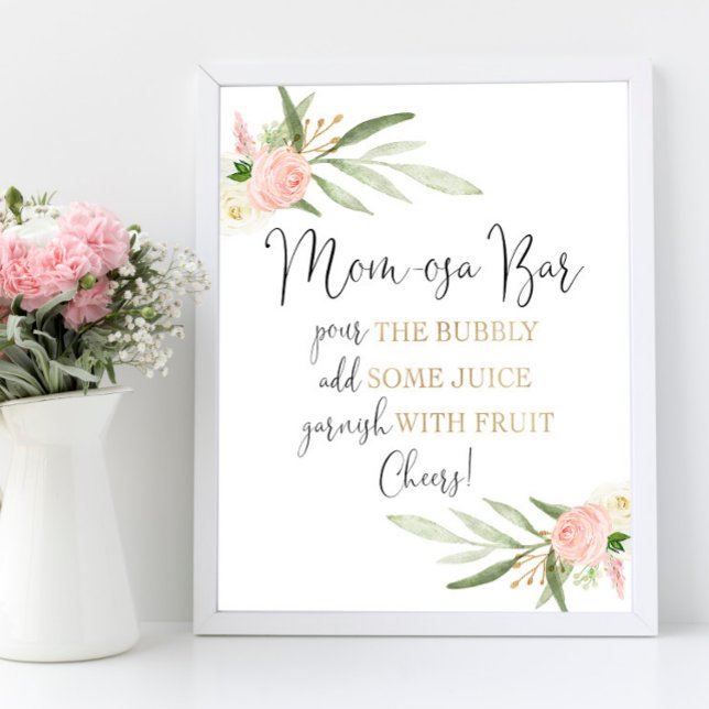 Momosa bar pour the bubble baby shower sign (Creator Uploaded)