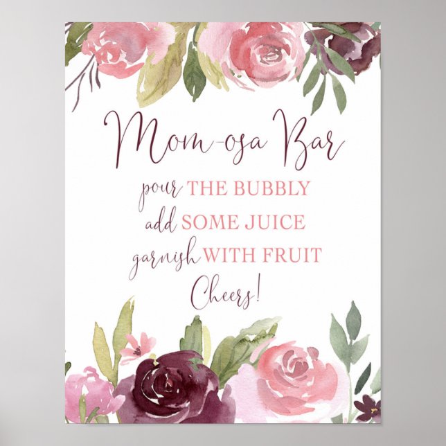 Momosa bar pour the bubbly baby shower sign (Front)
