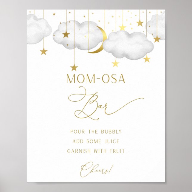 Momosa Bar Sign, Baby Shower Drinks Bar Poster (Front)