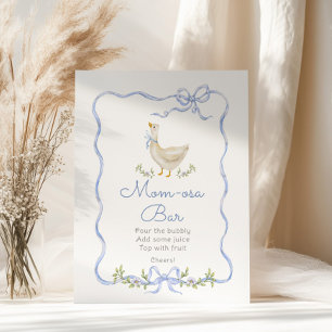 Momosa Bar Silly Goose Blue Bow Baby boy shower Poster