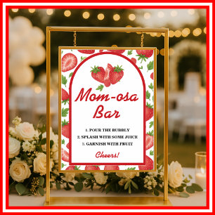 Momosa Bar Strawberry Berry Sweet Baby Shower Sign