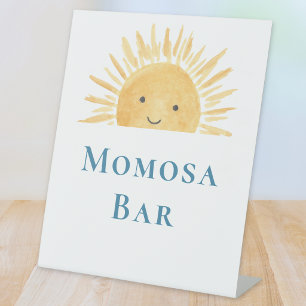 Momosa Bar Sun-Themed Baby Shower Pedestal Sign