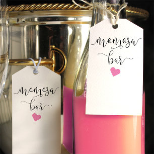 Momosa bottle tag for baby shower with cute heart
