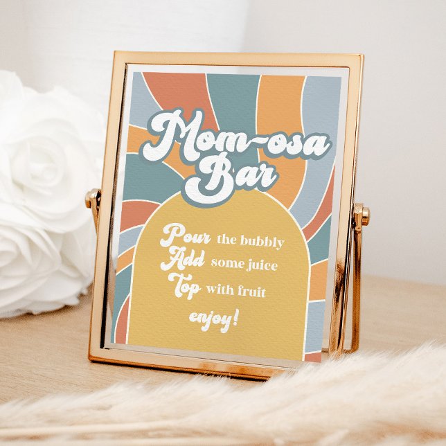 Momosa Groovy Retro Sunshine Baby Shower Bar Sign (Creator Uploaded)