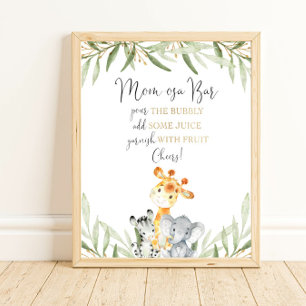 Momosa mum-osa bar safari animal baby shower sign