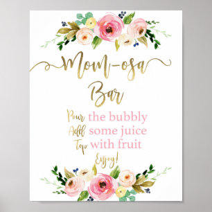 Momosa pink and gold floral sign