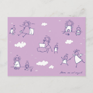 "Moms are not angels" series postcard