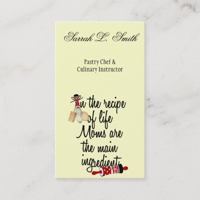 Moms are the Main Ingredient Business Card (Front)