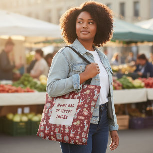 Mom's Bag Of Circus Tricks Red Pattern Tote
