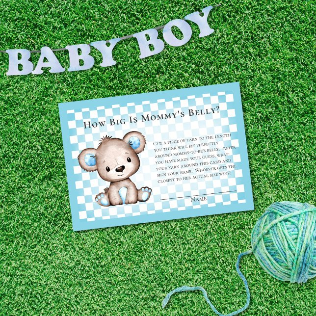 Moms Belly Size Cute Bear Picnic Baby Shower Game Enclosure Card (Creator Uploaded)