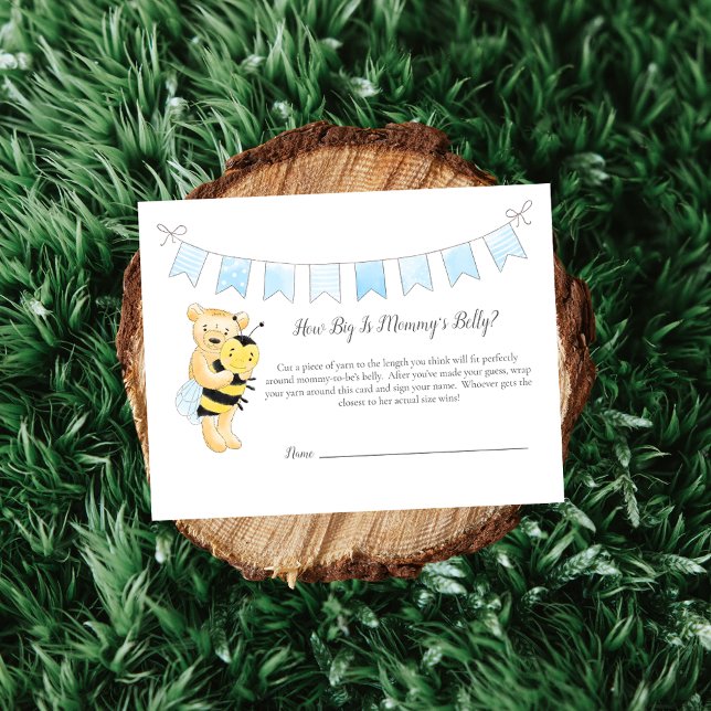 Moms Belly Size Game Boy Teddy Bear and Bee Enclosure Card (Creator Uploaded)