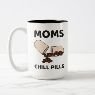 Moms Chill Pills Coffee Bean Capsule Two-Tone Coffee Mug