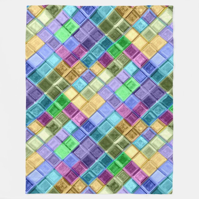 Moms colourful fleece mosaic blanket (Front)