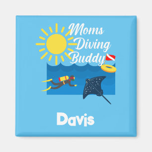 Moms Diving Buddy Design - Square Magnet