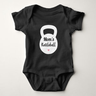 Moms Kettlebell, Funny Mum Workout Weights Baby Bodysuit