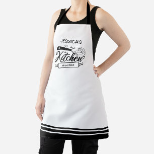 Mom's Kitchen since 20xx Black and White Apron
