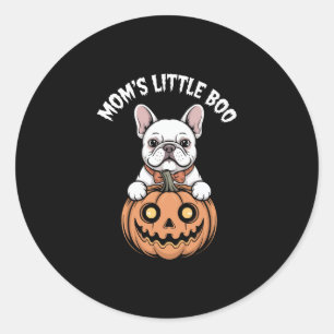 Mom's Little Boo French Bulldog Hallowen Classic Round Sticker