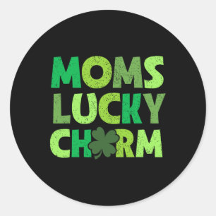 Moms Lucky Charm Irish Clovers Kids Boy Girl St Pa Classic Round Sticker