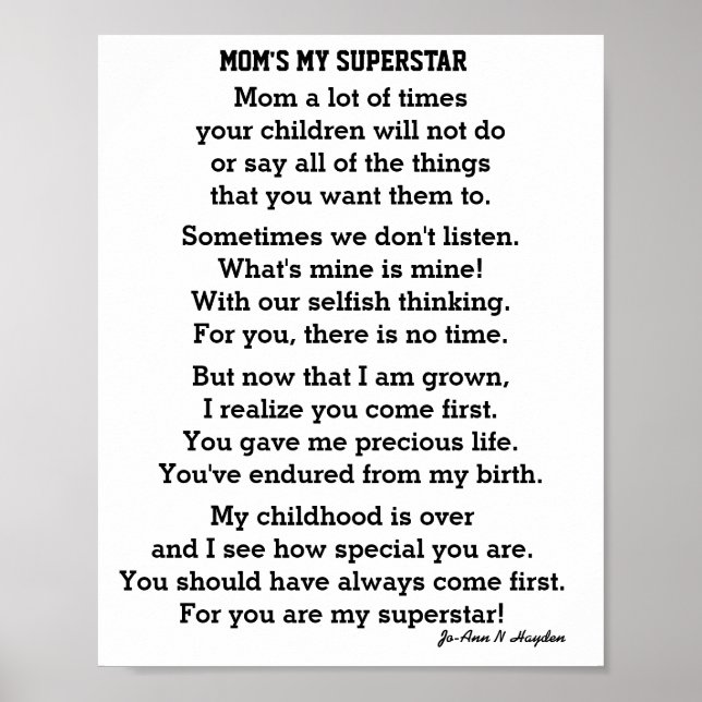 MOM'S MY SUPERSTAR POSTER (Front)