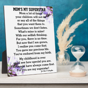 MOMS MY SUPTER STAR Tabletop Plaque with Easel