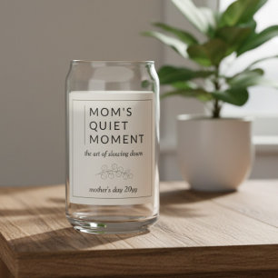 Mom's Quiet Moment Minimal Botanical Mother's Day Can Glass