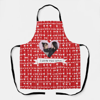 Moms Red white Love Valentine Apron