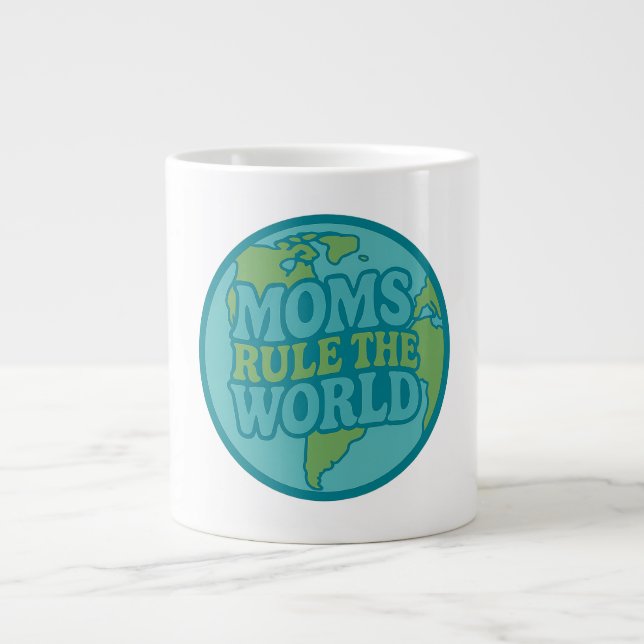 Moms Rule the World Groovy Globe Large Coffee Mug (Front)