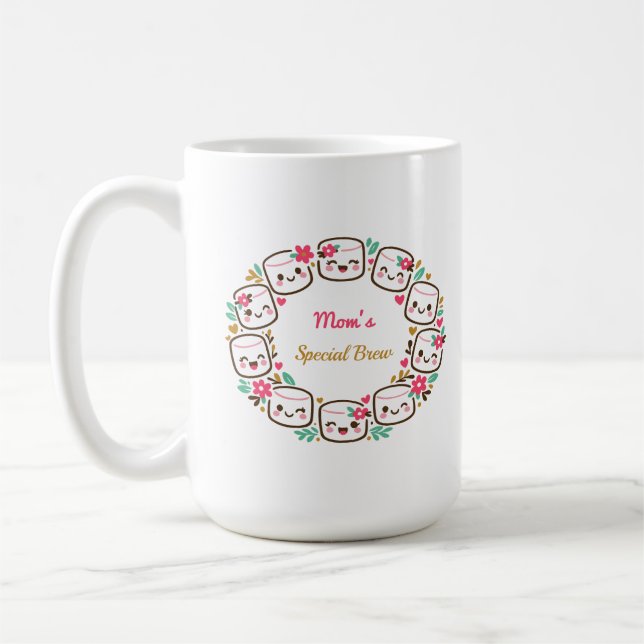 Mom's Special Floral Wreath Mug Mother's Day 2026" (Left)