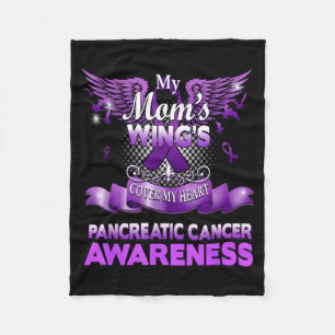 Moms Wings Cover Heart Pancreatic Cancer Awareness Fleece Blanket