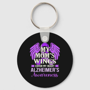 Mom's Wings Cover My Heart Alzheimer's Awareness G Key Ring
