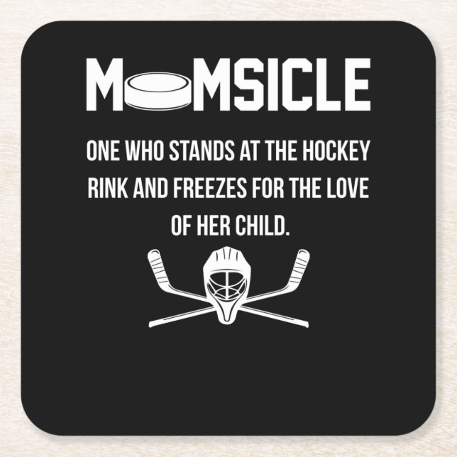 Momsicle Hockey MOM Square Paper Coaster (Front)