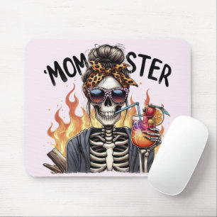 Momster - A Skeleton Mum on Fire Drinking Sangria Mouse Pad