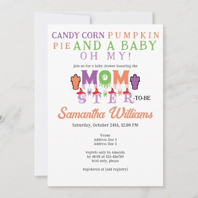 Momster Funny Halloween Mummy Witch Baby Shower Invitation (Front)