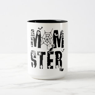Momster Funny Halloween Spider Bat Graphic Two-Tone Coffee Mug