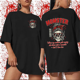 MOMSTER Funny Mum Skull T-Shirt,Angry Mum Monster Tri-Blend Shirt
