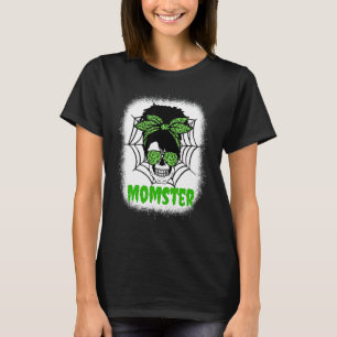 Momster Halloween Mom Costume Messy Bun Skull Mons T-Shirt