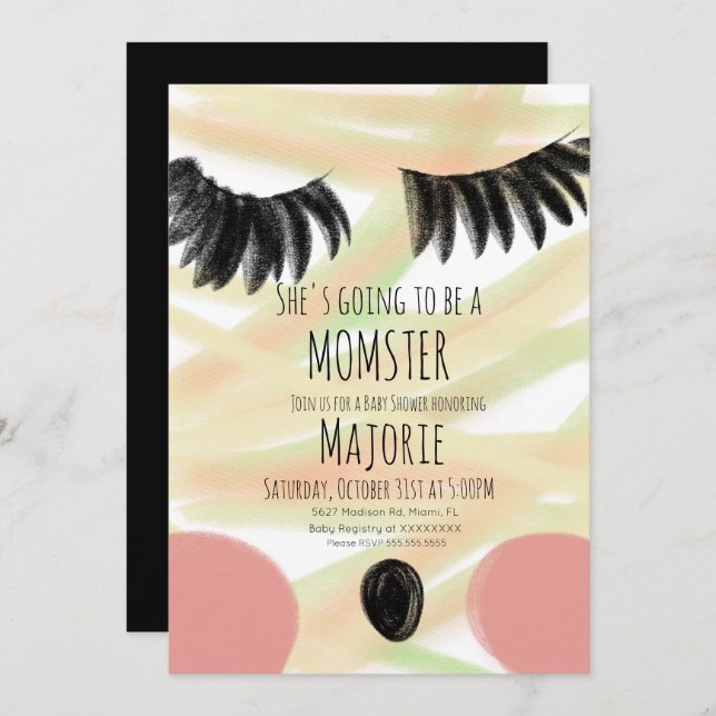 Momster Halloween Mummy Baby Shower Invitation (Front/Back)