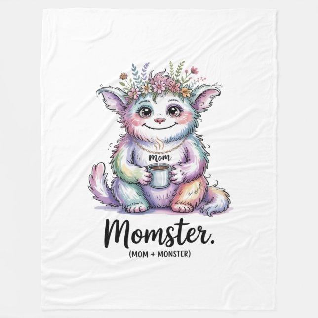 Momster. (Mom + Monster) Fleece Blanket (Front)