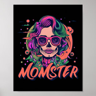 Momster Monster Mum Halloween Skeleton Spooky Mum Poster