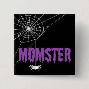 Momster Purple Dripping Font Spider Web 15 Cm Square Badge