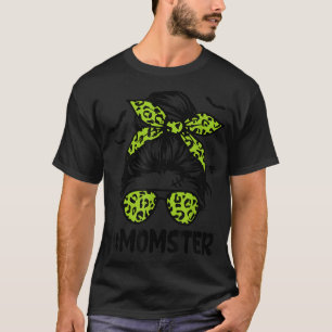 Momster Shirt for Women Halloween Mum Messy Bun Le