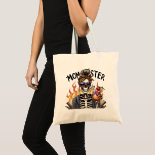 Momster - Skeleton Mum on Fire Drinking Sangria Tote Bag