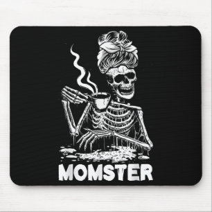 Momster Skeleton Woman Coffee Funny Halloween Mom Mouse Pad