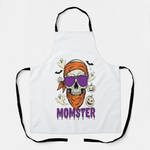 Momster skull Funny Halloween Mom Apron